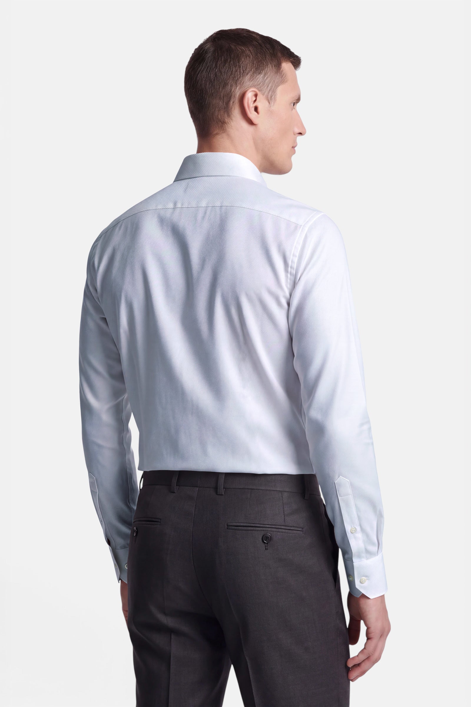 Non Iron Shirt - Twill - White 4 Vercate - Strijkvrij Overhemd - Twill Katoen - Business Shirt - Lange Mouwen - Slim Fit - Heren - Wit