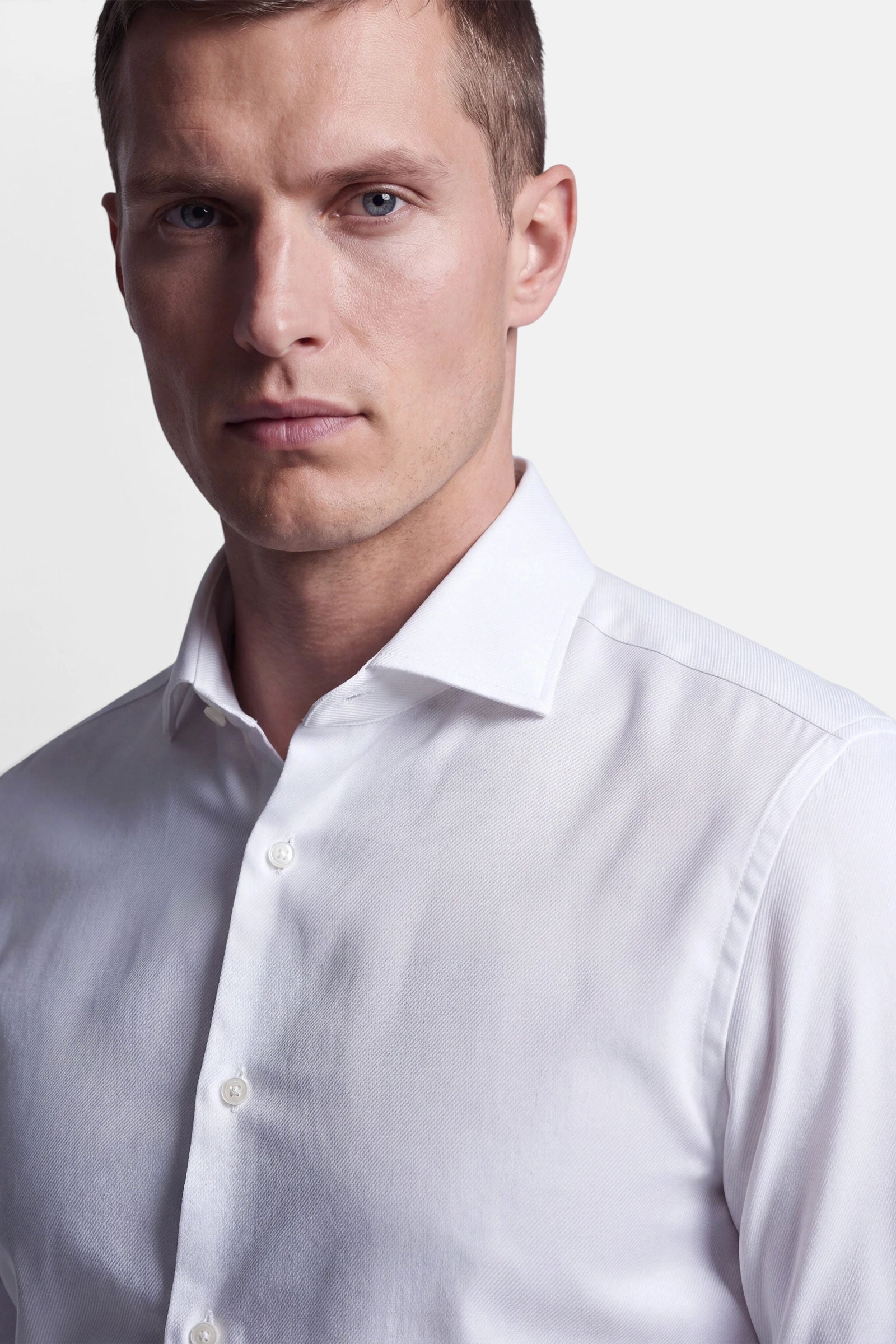 Non Iron Shirt - Twill - White 2 Vercate - Strijkvrij Overhemd - Twill Katoen - Business Shirt - Lange Mouwen - Slim Fit - Heren - Wit